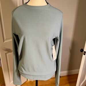 Vogo large thin‎ ribbed crew pullover sea foam blue green